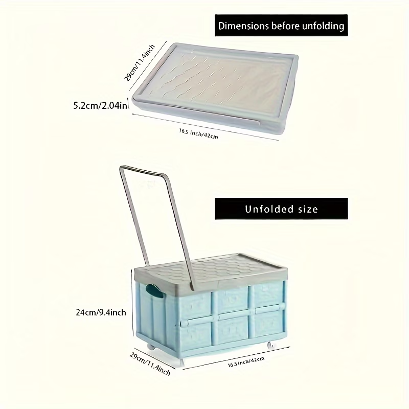 One portable clothing storage box with wheels and a pull rod.