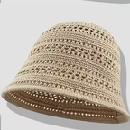 Fashionable openwork knitted bucket hat for women, small knitted bucket hat