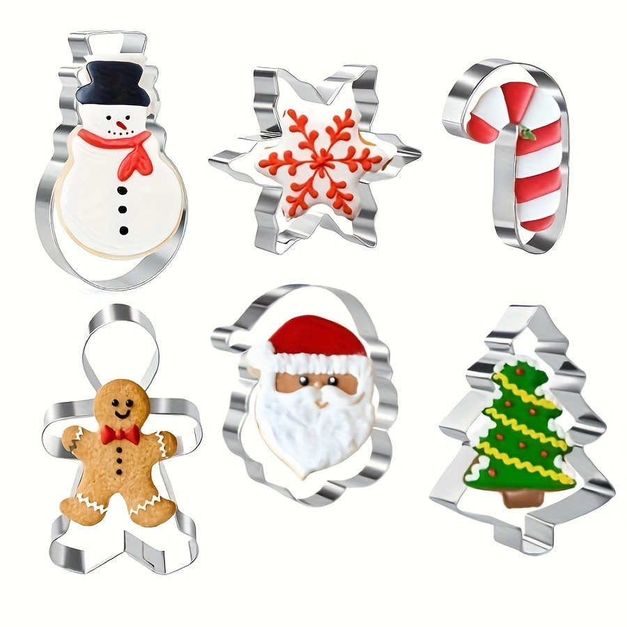 6-piece stainless steel Christmas cookie cutter set