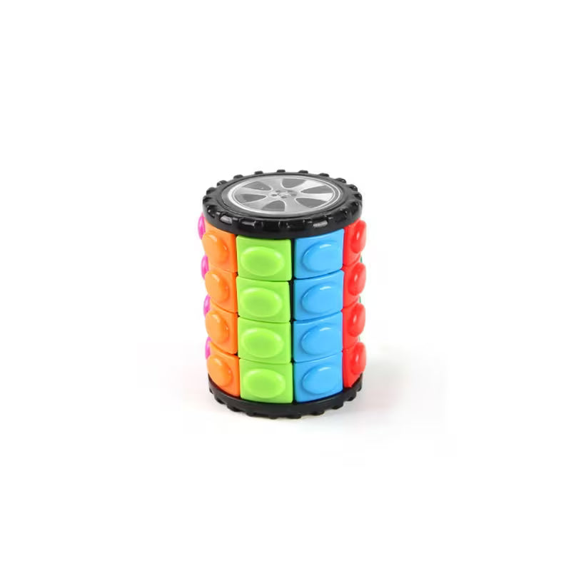 3 colorful cylindrical sliding Rubik's Cube toys