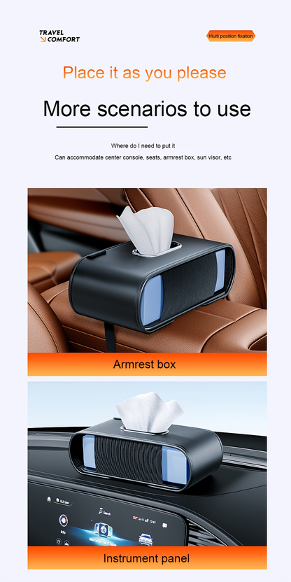 1 Faux Leather Car Seat Back Tissue Box - Smooth Dispensing, Universal Type