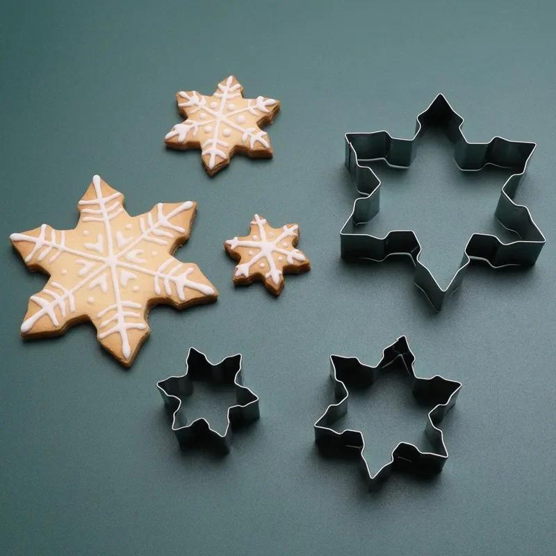 3-piece set of 3D Christmas snowflake stainless steel cookie cutters
