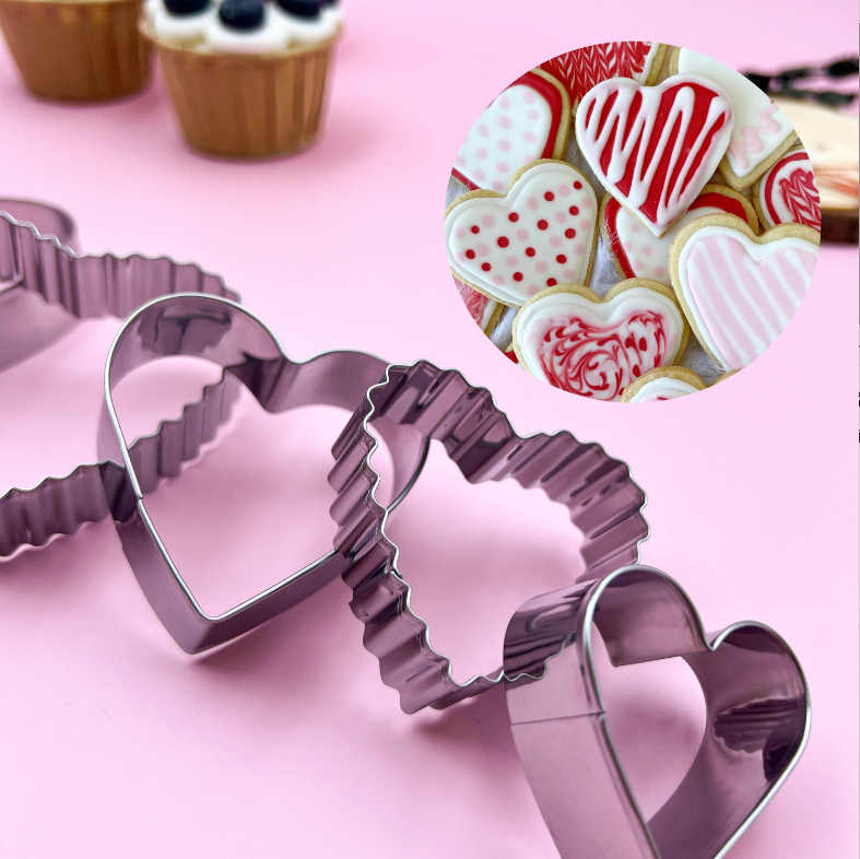 5-piece heart-shaped cookie cutter set, stainless steel pastry mold set