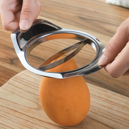 Stainless steel mango slicer and core removal tool