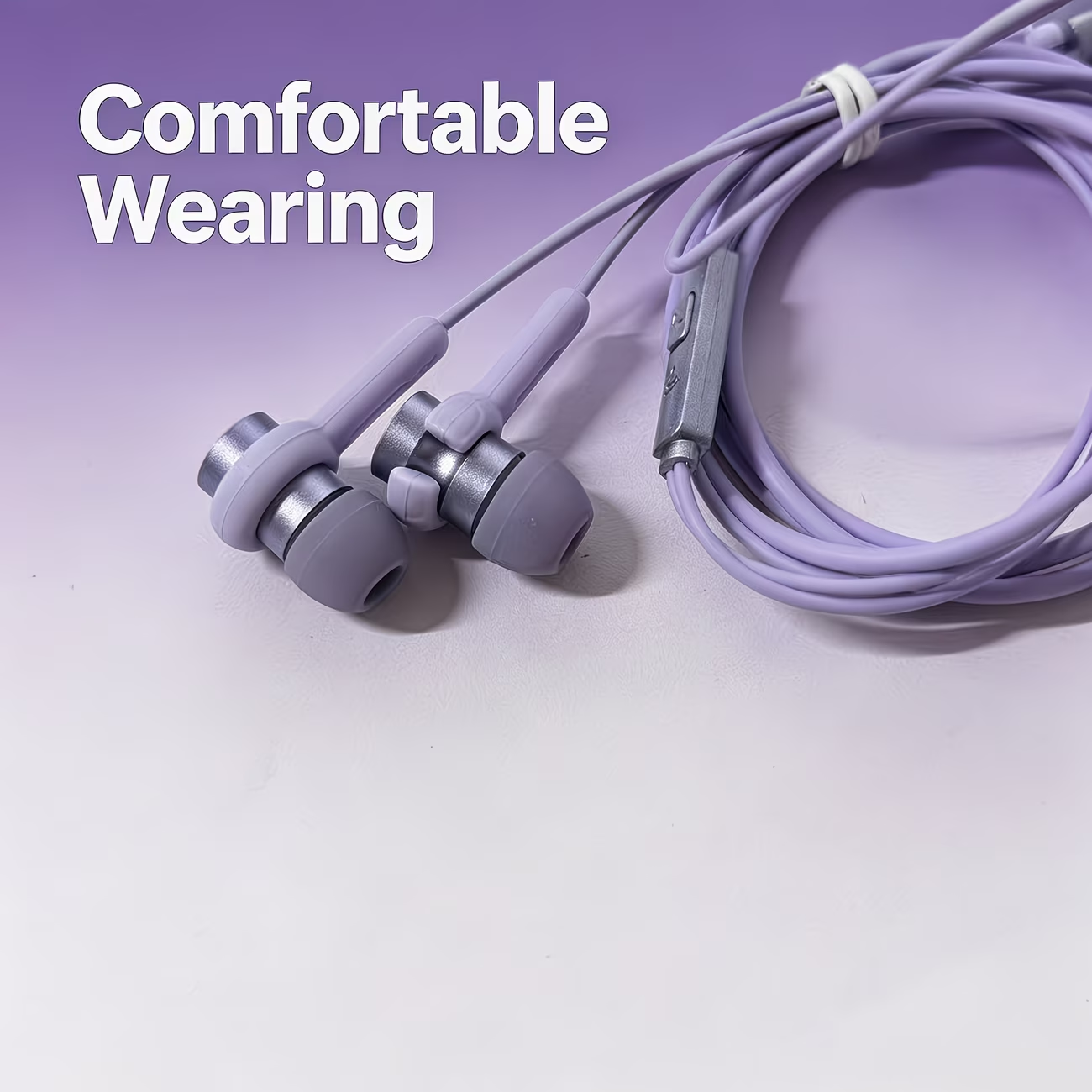 Type-C in ear purple noise cancelling wired earphones with high-definition sound quality/call noise cancelling function, portable
