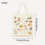 1 whimsical dog illustration canvas handbag