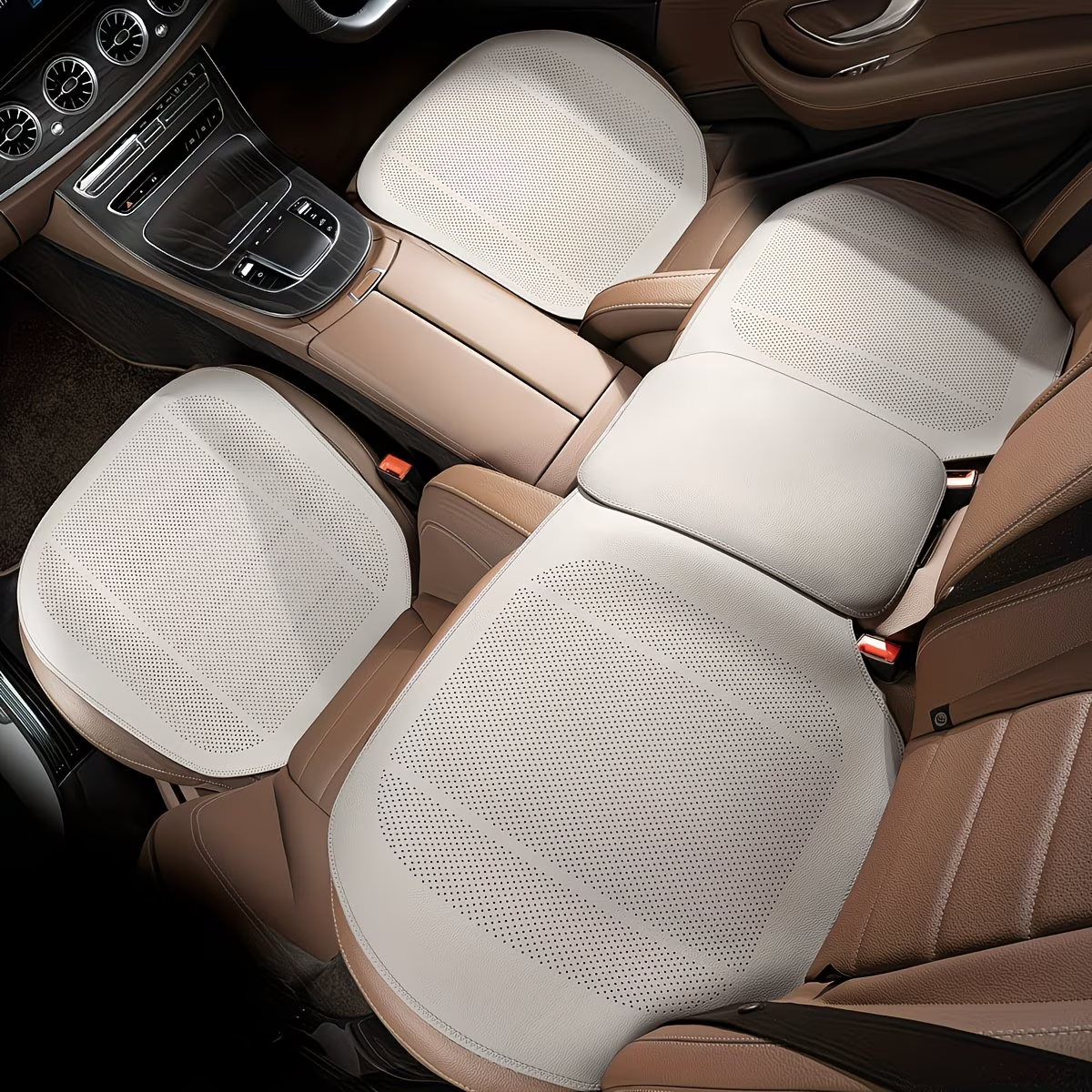 Nappa Car Seat Cushions, Front and Rear Seat Covers, Breathable and Form-Fitting, Four-Season Seat Covers, Car Interior Accessories