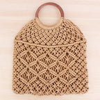 Handmade cotton rope net pocket beach bag