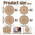 8-piece large wooden mandala painting set