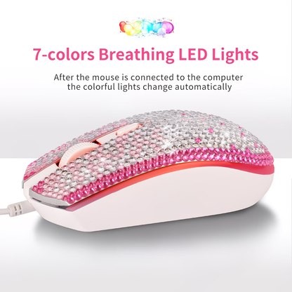 Sparkling rhinestone wired mouse - a sparkling crystal mouse suitable for desks, ladies, office decorations, and sparkling accessories