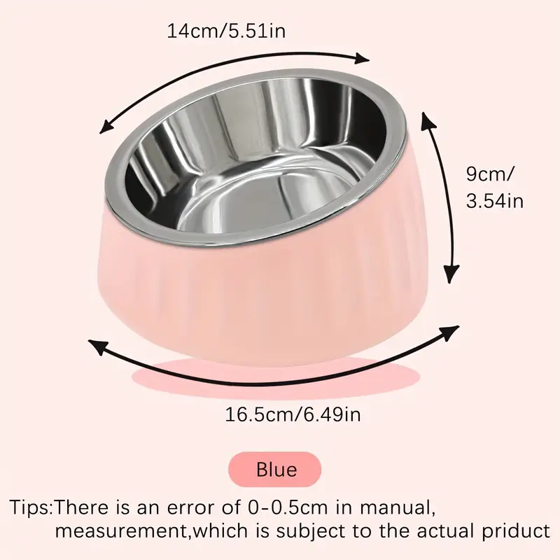 Neck-protecting pet bowl, large-capacity stainless steel dog bowl with non-slip bottom.