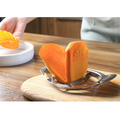 Stainless steel mango slicer and core removal tool