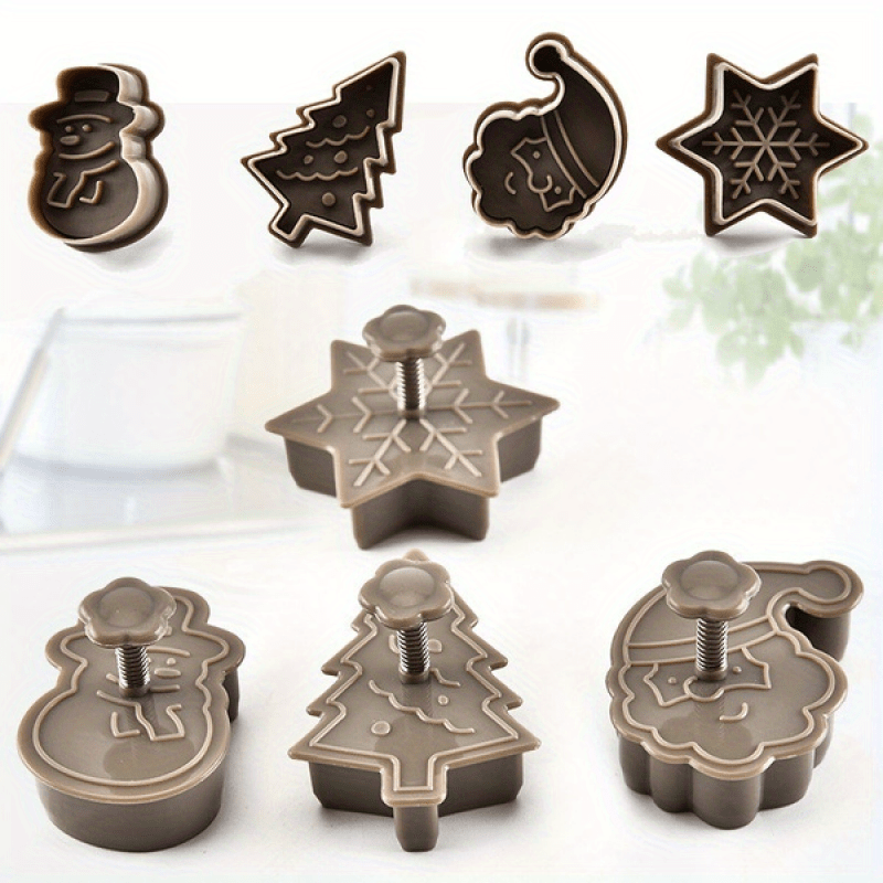 4-piece set of plastic Christmas cookie cutters, creative pressing cookie molds