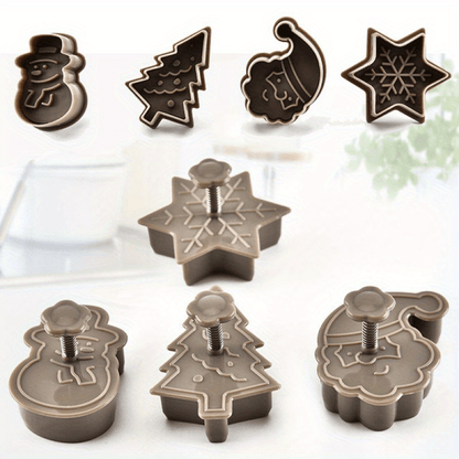4-piece set of plastic Christmas cookie cutters, creative pressing cookie molds
