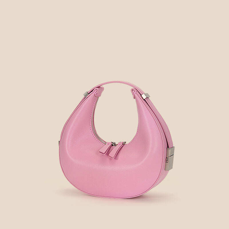 Female crescent bag leather round fresh underarm bag