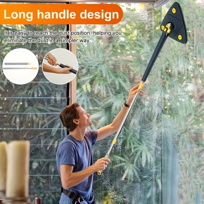 360° rotating triangular mop, adjustable and extendable.