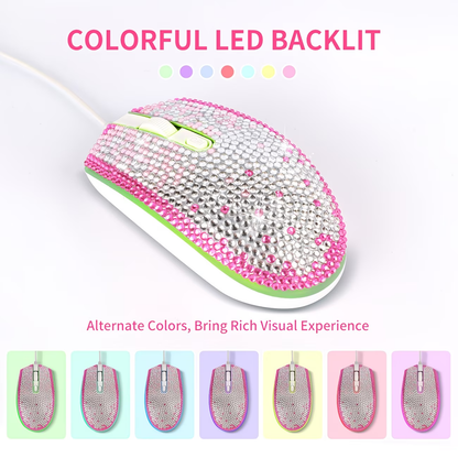 Sparkling rhinestone wired mouse - a sparkling crystal mouse suitable for desks, ladies, office decorations, and sparkling accessories