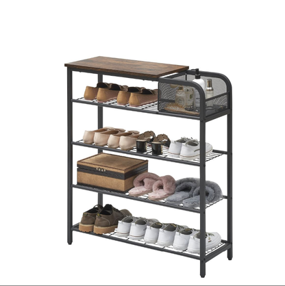 Five-tier shoe rack/wardrobe storage rack - vintage brown finish