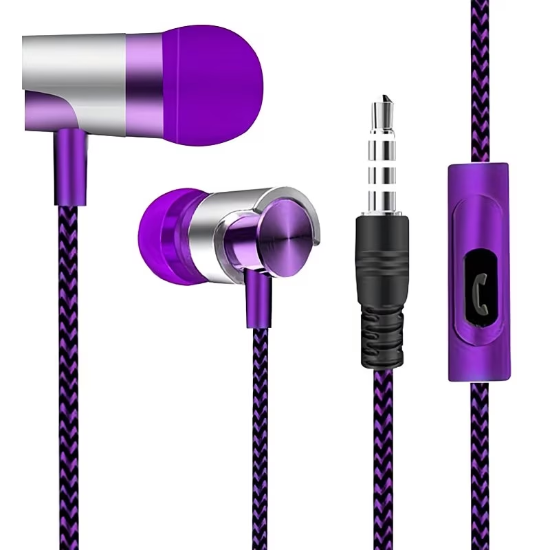 3.5mm wired in ear headphones with in ear noise reduction ergonomic design HiFi stereo sports music headphones