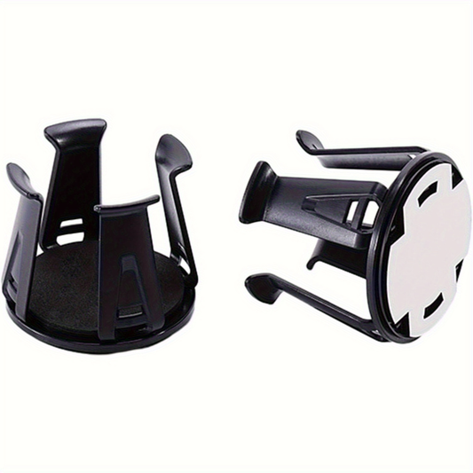 Two spill-proof car cup holders, suitable for coffee and water bottles.