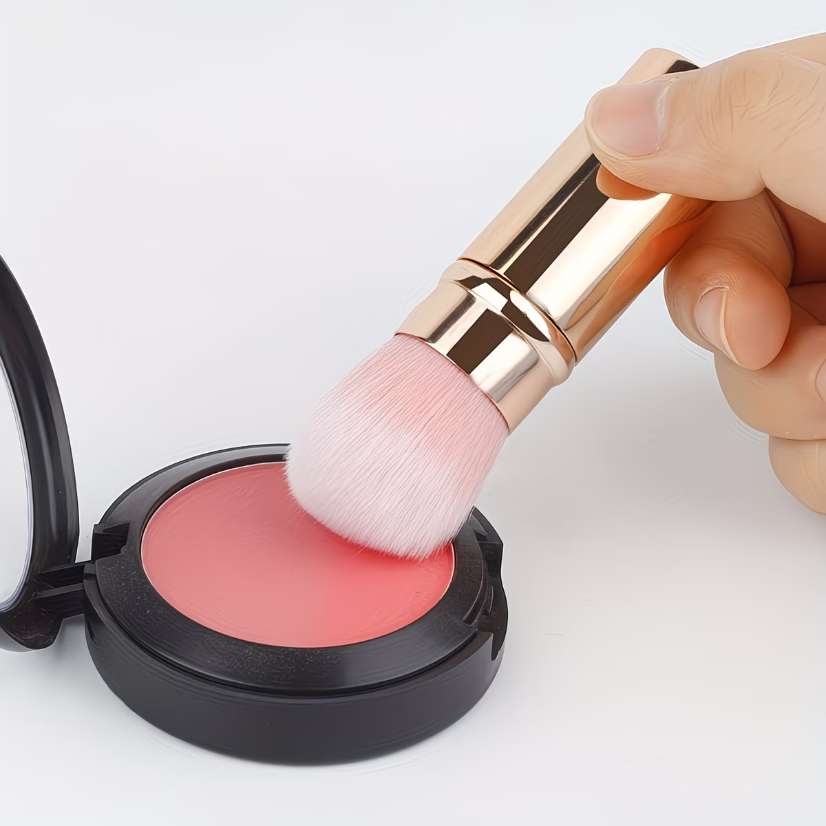 1 gold tube convenient retractable multi-purpose makeup brush