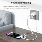 For iPhone 17 16 Pro 4 in 1 USB C Charger Cable
