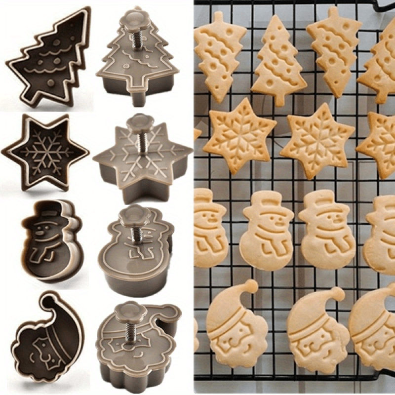 4-piece set of plastic Christmas cookie cutters, creative pressing cookie molds