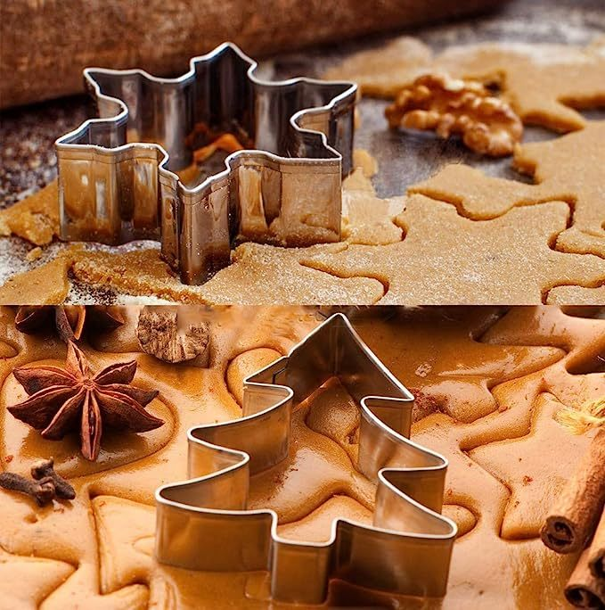 6-piece Christmas cookie cutter set, stainless steel pastry molds, cookie cutters
