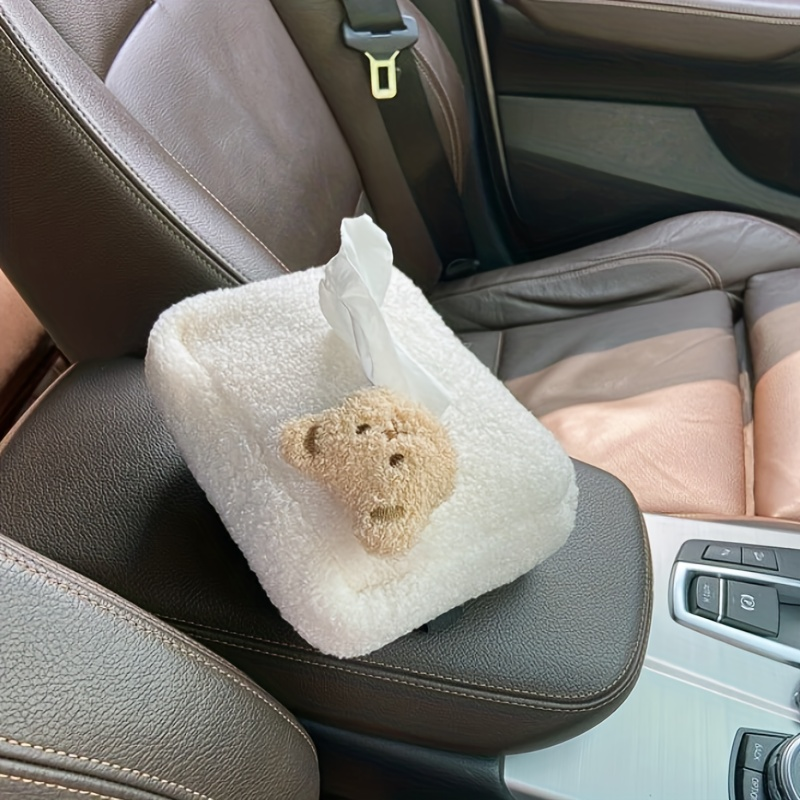 1pc Plush Bear Decoration Car Tissue Box