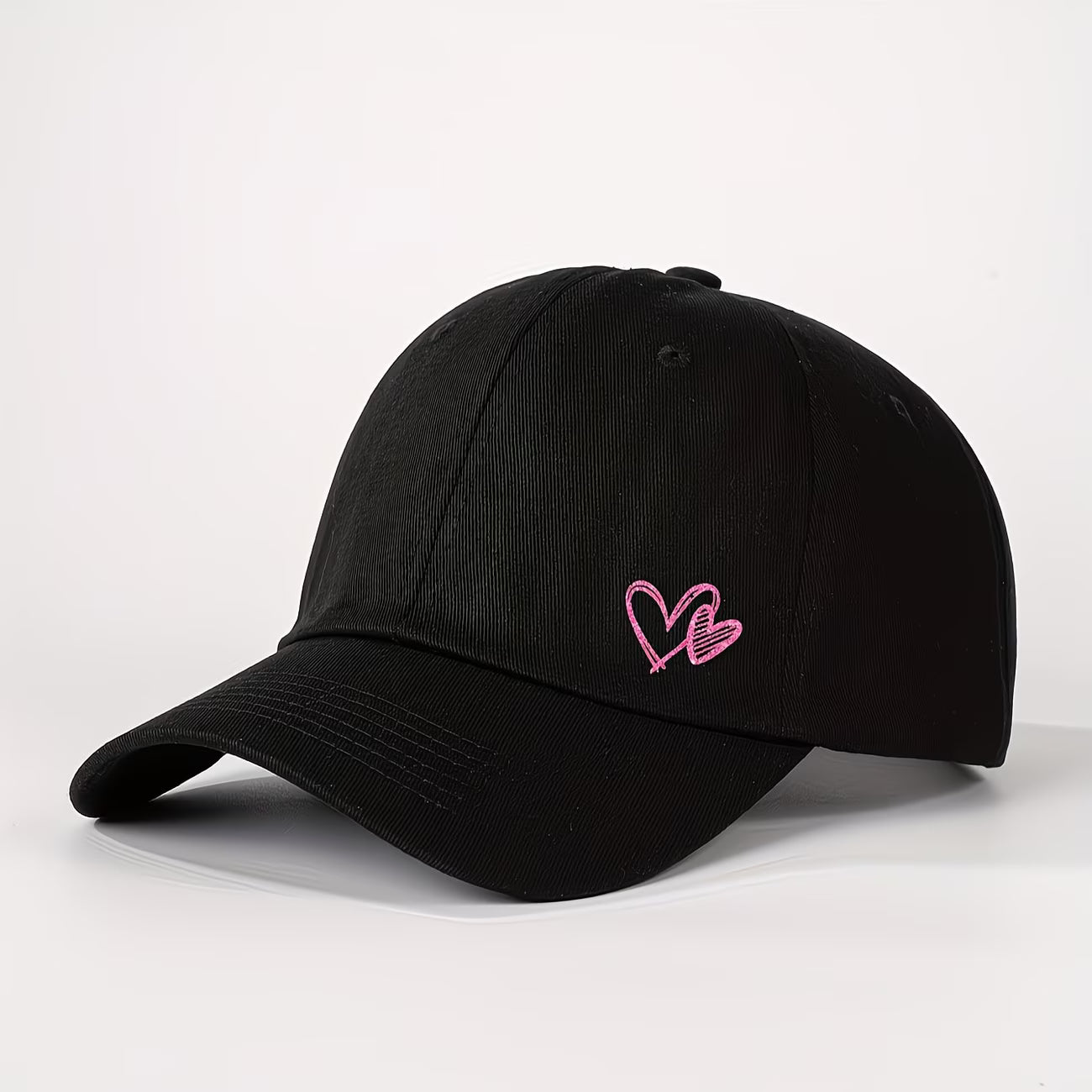 Printed Sequin Double-Heart Baseball Cap