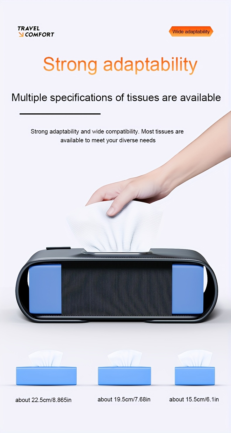 1 Faux Leather Car Seat Back Tissue Box - Smooth Dispensing, Universal Type