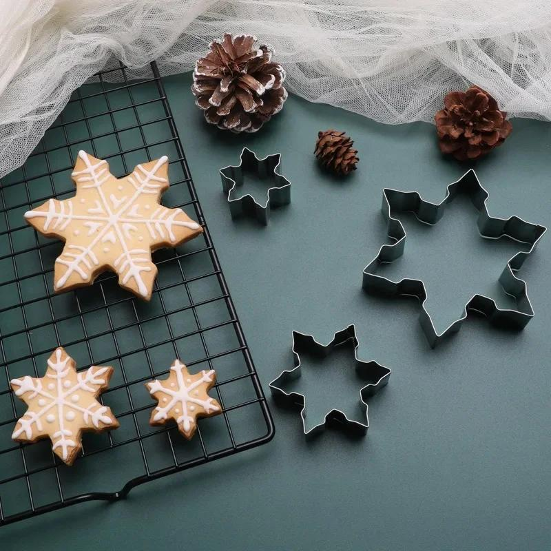 3-piece set of 3D Christmas snowflake stainless steel cookie cutters