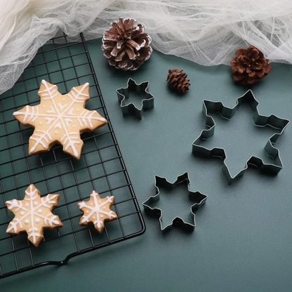 3-piece set of 3D Christmas snowflake stainless steel cookie cutters