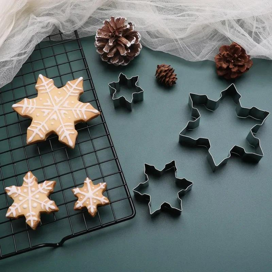 3-piece set of 3D Christmas snowflake stainless steel cookie cutters