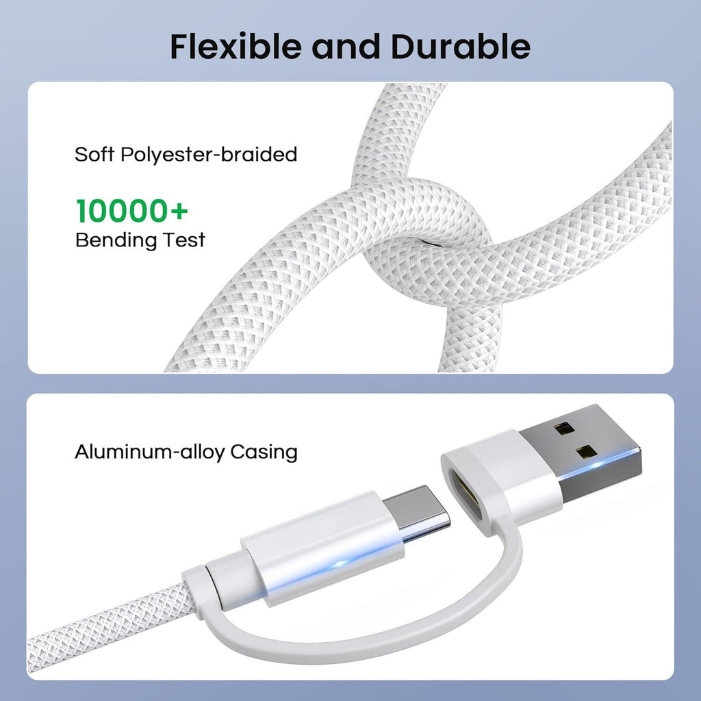 For iPhone 17 16 Pro 4 in 1 USB C Charger Cable