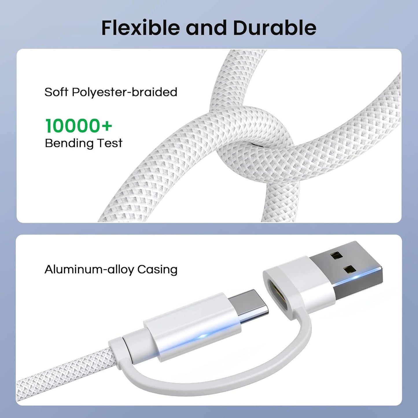 For iPhone 17 16 Pro 4 in 1 USB C Charger Cable