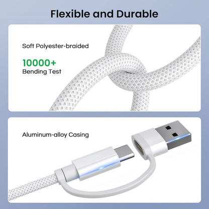 For iPhone 17 16 Pro 4 in 1 USB C Charger Cable