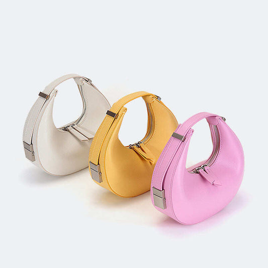 Female crescent bag leather round fresh underarm bag