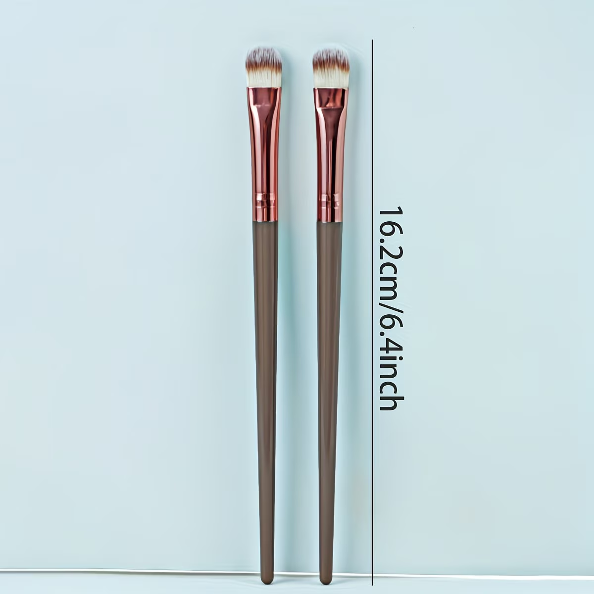 2 packs of brown makeup brushes with soft nylon bristles, suitable for all skin types