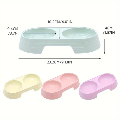 Dual-basin cat feeder - 2-in-1 food and water station, made of durable PP material