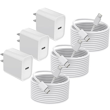 Quick charger for iPhone, iPhone charging cable, 3-pack iPhone charger for fast charging