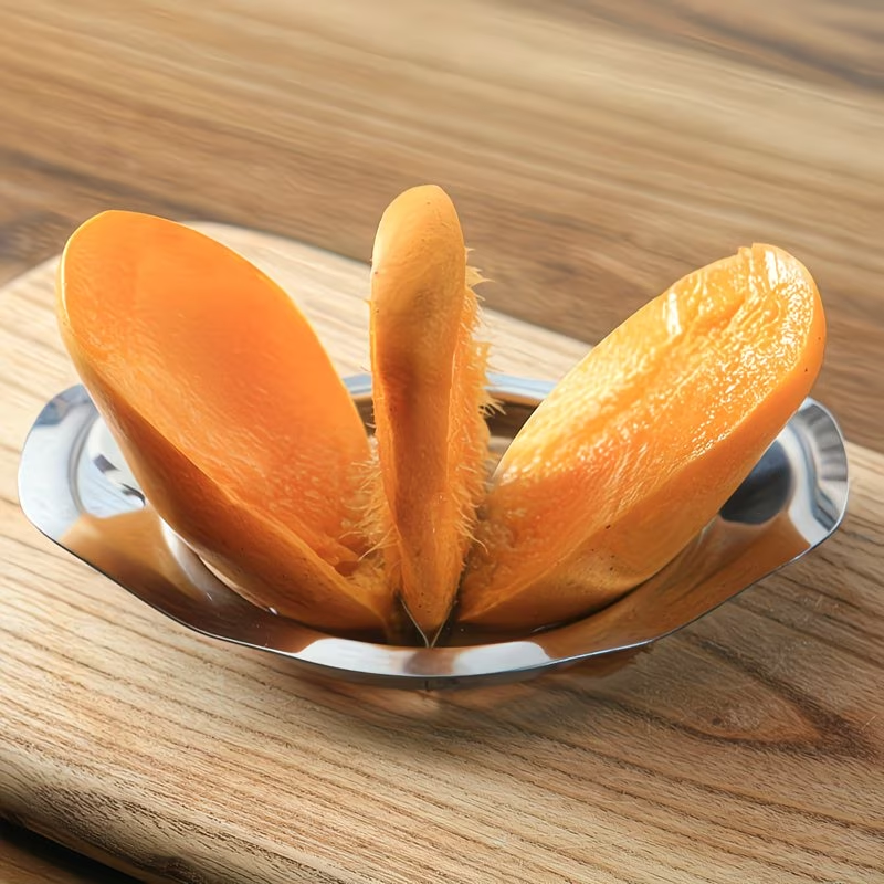 Stainless steel mango slicer and core removal tool