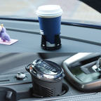 Two spill-proof car cup holders, suitable for coffee and water bottles.