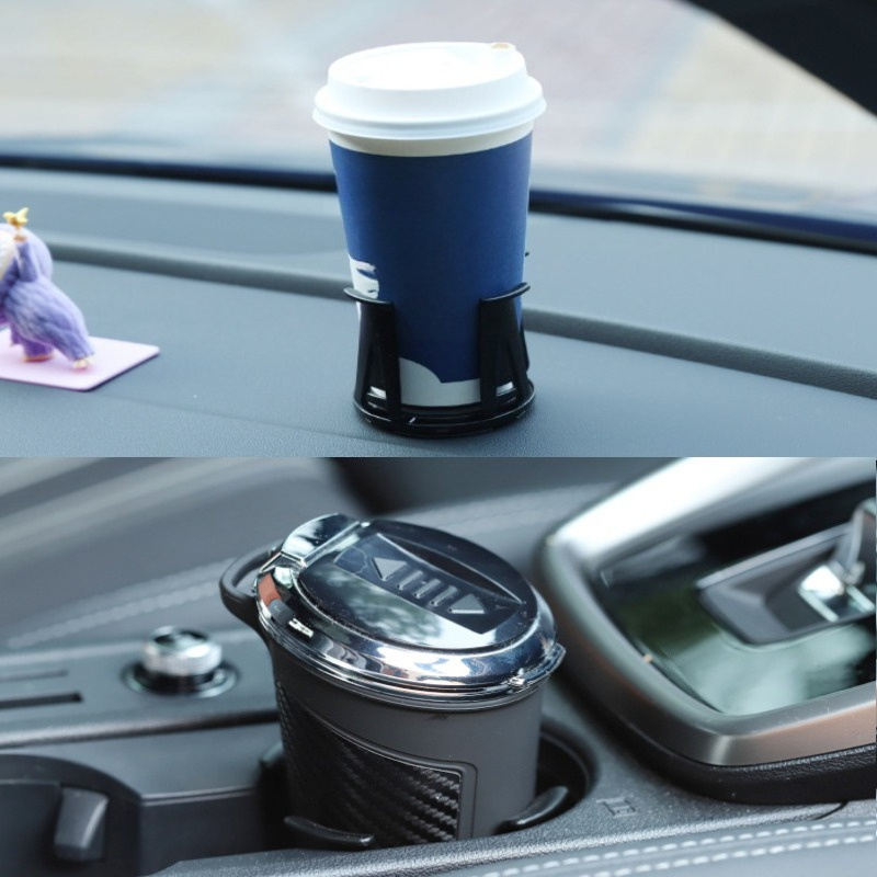 Two spill-proof car cup holders, suitable for coffee and water bottles.