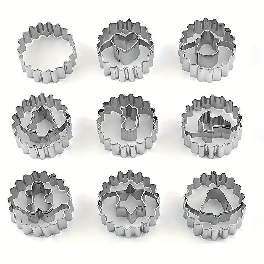 9-piece stainless steel Christmas flower cookie cutter set