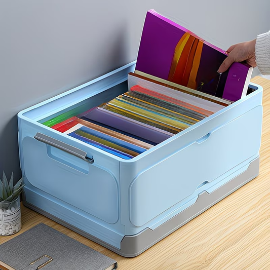 Foldable Storage Box, Book Organizer, Plastic Storage Container, Collapsible Storage Box