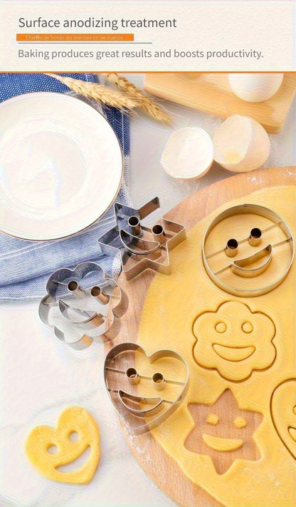 Stainless steel smiley face cookie cutter, DIY 4-piece mold set