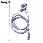 Type-C in ear purple noise cancelling wired earphones with high-definition sound quality/call noise cancelling function, portable