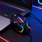 Wired RGB gaming mouse with mechanical click sensation, USB computer mouse, suitable for PC, laptop, desktop computers