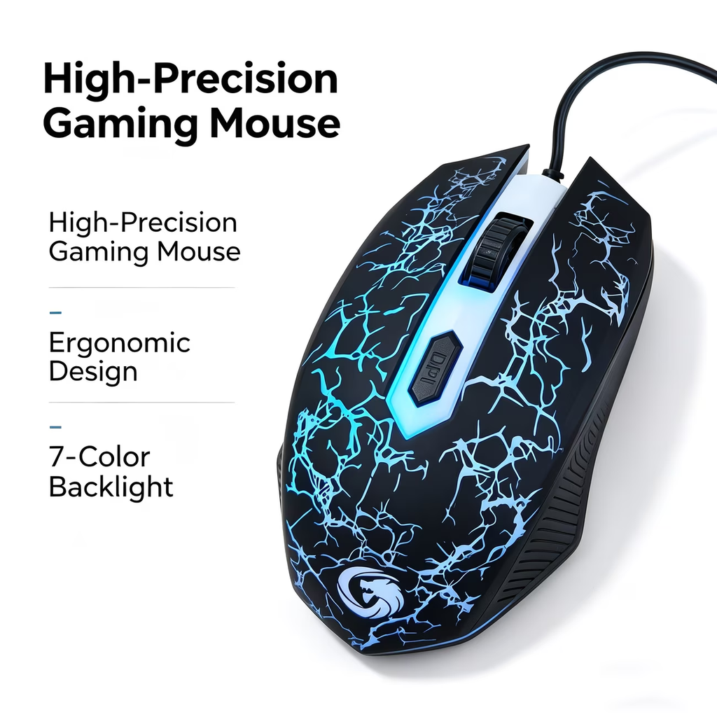 Ergonomic design, black with multi-color lighting, suitable for esports and business use